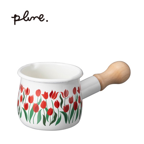 プルーン「Plune.」 ホーロープチミルクパン「チューリップパレット」 片手鍋 離乳食 ホットミルク ガス火専用