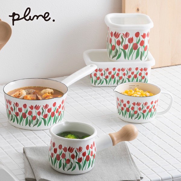 プルーン「Plune.」 ホーロープチミルクパン「チューリップパレット」 片手鍋 離乳食 ホットミルク ガス火専用 thumbnail 2