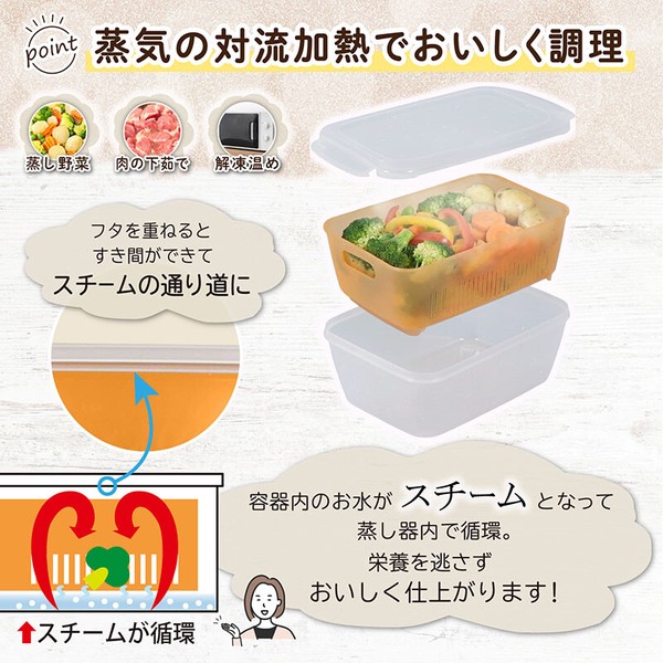 電子レンジ蒸し器 1.8L 蒸し料理・温野菜 日本製 516-09 thumbnail 6