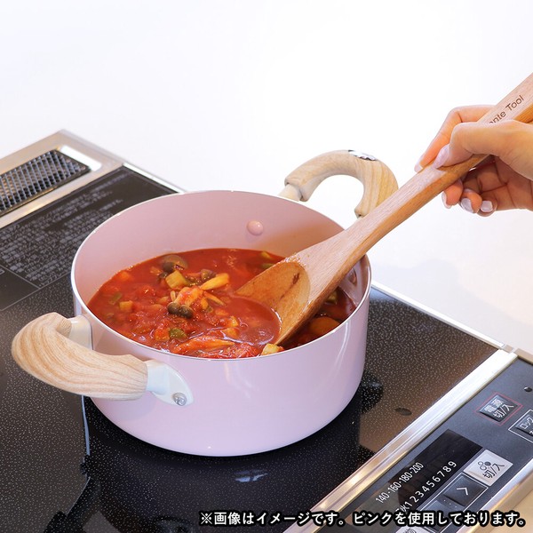 両手鍋 18cm キャセロール IH ガス火対応 ガラス蓋付 カスタード NQ-444 セラミック毎日ポット thumbnail 3