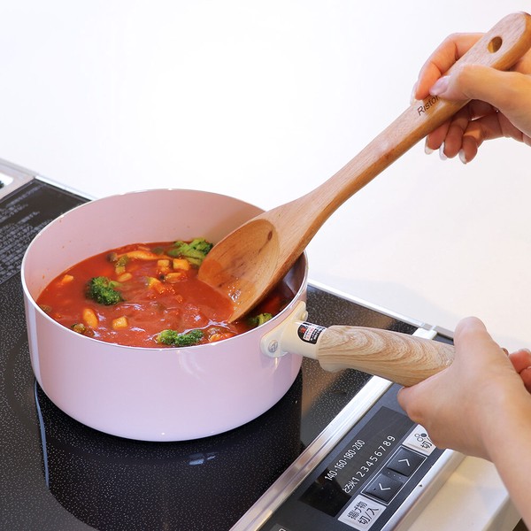 片手鍋 18cm ソースパン IH ガス火対応 ガラス蓋付 ピンク NQ-436 セラミック毎日ポット thumbnail 3