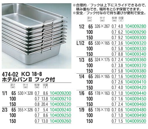 仔犬印（KOINU） ホテルパンII フック付 18-8 1/4 H65 thumbnail 2