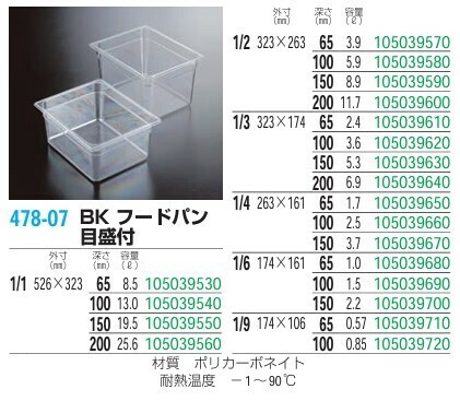 本間冬治工業（Honma Toji Kogyo） BK フードパン 目盛付【フードコンテナ・テーブルパン・ホテルパン】 thumbnail 2