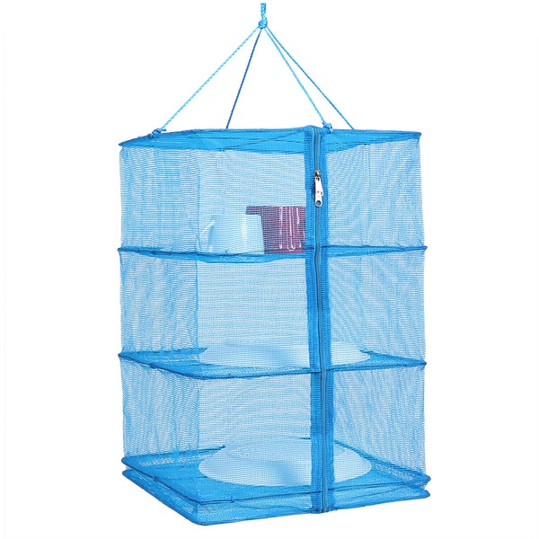 Astro（アストロ） 干しかご ブルー Mサイズ 3段 ストレートファスナー 干し網 530-04 thumbnail 7