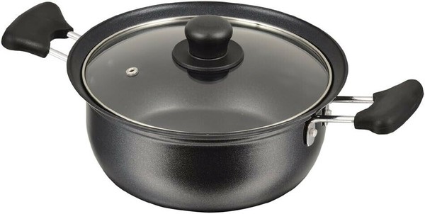 パール金属（PEARL LIFE） バブシャッター 両手鍋 22cm IH対応 ガラス鍋蓋付 内面フッ素加工  HB-2874 thumbnail 3