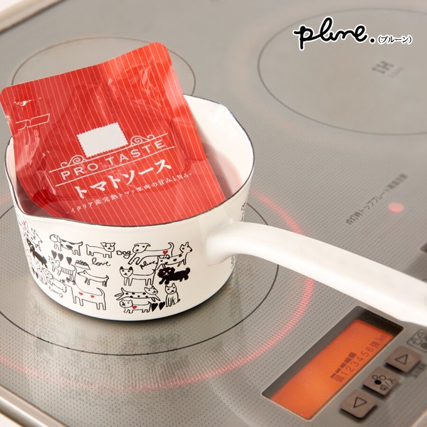 plune.(プルーン) ホーローミルクパン15cm「ねこねこ」 片手鍋 ソースパン 味噌汁 離乳食 ガス火・IH対応 thumbnail 7