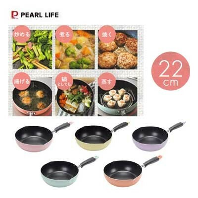 パール金属（PEARL LIFE） ふっ素加工 IH対応 目盛付 料理 フライパン22cm ピンク HC-67