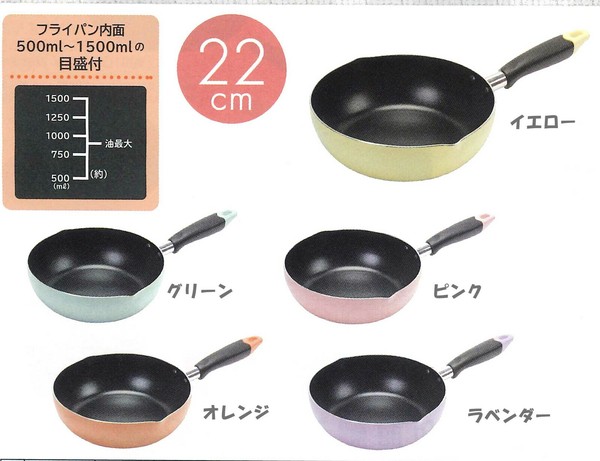 パール金属（PEARL LIFE） ふっ素加工 IH対応 目盛付 料理 フライパン22cm ピンク HC-67 thumbnail 2