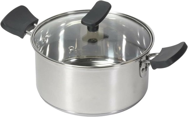 パール金属（PEARL LIFE） チーノ 両手鍋 18cm ガラス蓋付 IH対応 3層底 ステンレス製 HB-6573 thumbnail 2