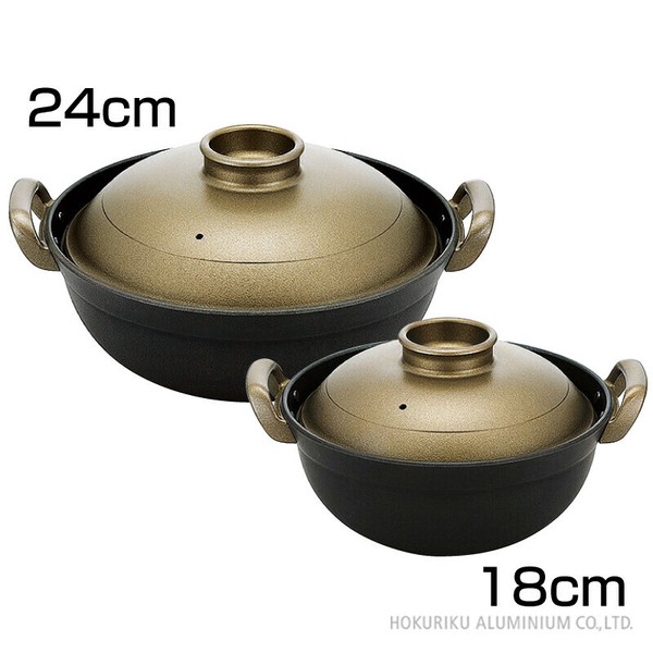 北陸アルミニウム（hokua） ウー・ウェン 煮鍋 テフロン加工鍋 (小) 18cm　【お玉セット付】＜日本製＞ thumbnail 2