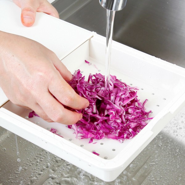 TableCraft（テーブルクラフト） まな板 アイボリー 3in1 トレー 水切りザル 510-09 thumbnail 5