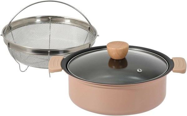 パール金属（PEARL LIFE） ふっ素加工IH対応ガラス蓋付卓上鍋20cm(ザル付) HC-896 thumbnail 10