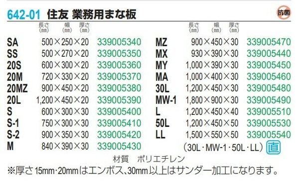 住ベテクノプラスチック（SUMIBE TECHNO PLASTICS） 【別途送料】 住友 業務用まな板【抗菌材入り】LL thumbnail 2