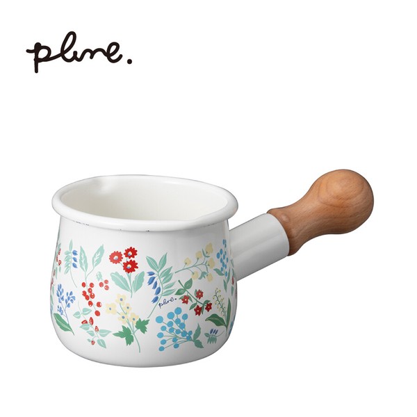 プルーン「Plune.」 ホーロープチミルクパン「カラフルガーデン」 ミニ 片手鍋 離乳食 ホットミルク ガス火専用