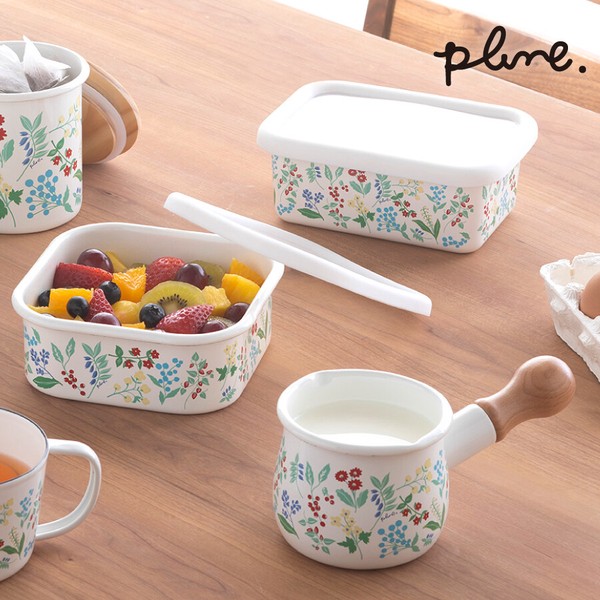 プルーン「Plune.」 ホーロープチミルクパン「カラフルガーデン」 ミニ 片手鍋 離乳食 ホットミルク ガス火専用 thumbnail 2