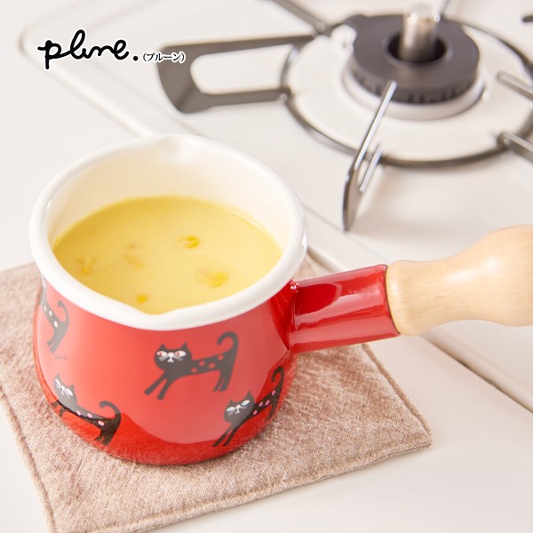 プルーン「Plune.」 ホーロープチミルクパン「ねこねこ」 ミニ 片手鍋 離乳食 ホットミルク ガス火専用 thumbnail 6