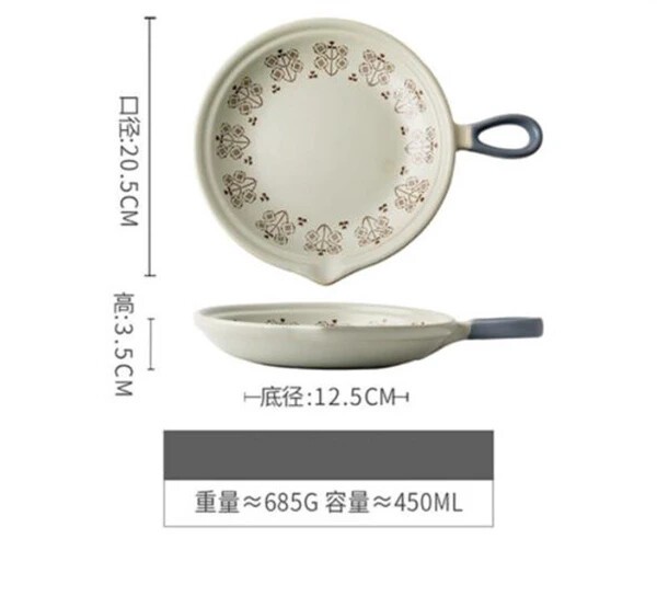 ≪予約商品≫早い者勝ち レトロ シングルハンドル 陶土鍋 陶磁器鍋 目玉焼き鍋 グラタン ホットプレート 画像の色 thumbnail 3