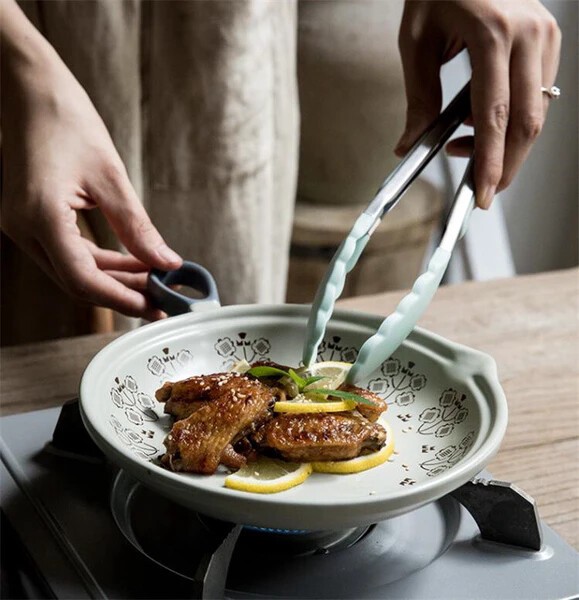 ≪予約商品≫早い者勝ち レトロ シングルハンドル 陶土鍋 陶磁器鍋 目玉焼き鍋 グラタン ホットプレート 画像の色 thumbnail 7