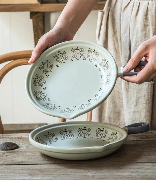≪予約商品≫早い者勝ち レトロ シングルハンドル 陶土鍋 陶磁器鍋 目玉焼き鍋 グラタン ホットプレート 画像の色 thumbnail 9