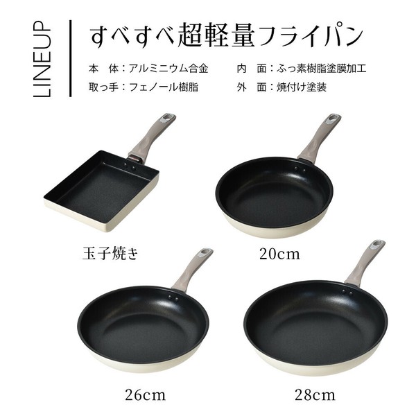 PARK LANE（パークレーン） すべすべ超軽量 フライパン 玉子焼き IV アイボリー ガス火専用 PF thumbnail 8