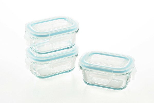 ヨシカワ オーブン対応・液漏れしにくい耐熱ガラス製保存容器ミニ角型3pcs thumbnail 2