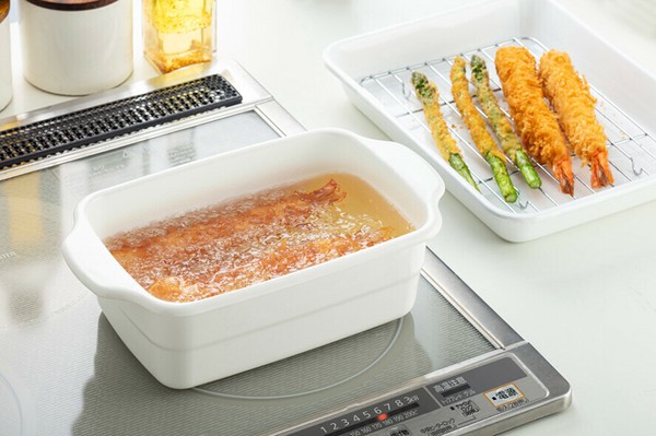 高木金属（TAKAGI METAL） ホーロー 天ぷら鍋 角型 ホワイト HT-KWW thumbnail 3