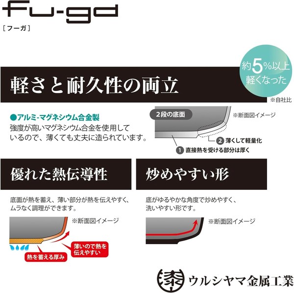 UMIC（ウルシヤマ金属工業） 楓雅フライパン 26cm 日本製 ガス火専用 FUG-F26 thumbnail 8