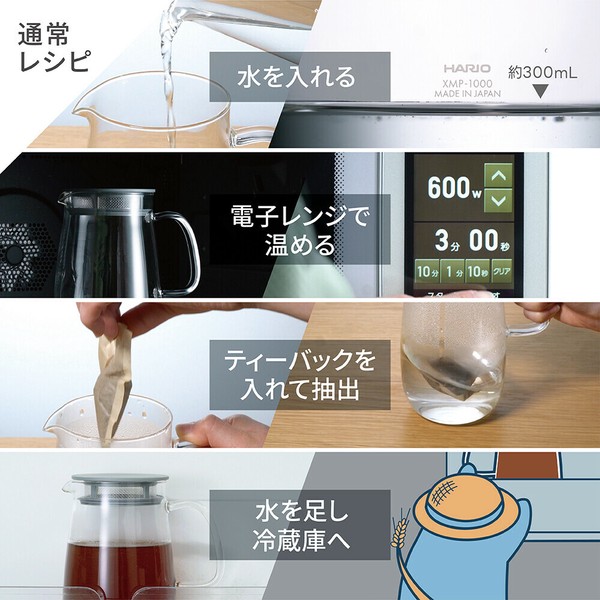 HARIO（ハリオ） 2025年新作『HARIO』 レンジでかんたん麦茶ポット むぎちゃん ホワイト XMP-1000-W/DGR thumbnail 7