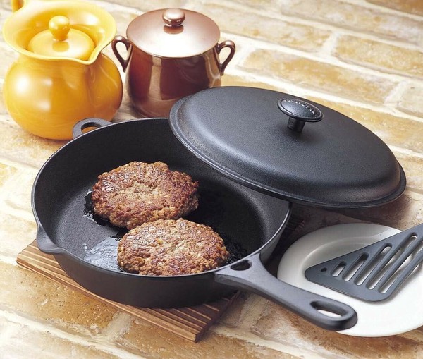 Iwachu（岩鋳） 南部鉄器 フライパン24cm蓋付 黒焼付 IH対応 黒 thumbnail 3