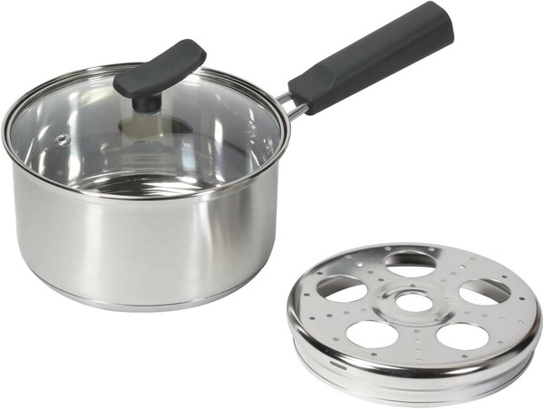 パール金属（PEARL LIFE） チーノ 片手鍋 16cm ガラス蓋付 目皿付 IH対応 3層底 ステンレス製 HB-6574 thumbnail 2