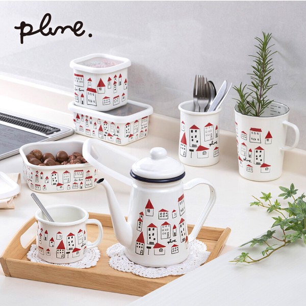 plune.(プルーン) ホーローティーポット「akaiyaneno」 珈琲 紅茶 お茶 茶こし付 ポット 湯沸かし ガス火専用 thumbnail 3