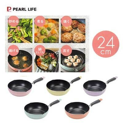 パール金属（PEARL LIFE） ふっ素加工 IH対応 目盛付 料理 フライパン24cm グリーン HC-396