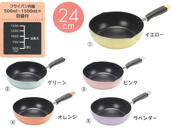 パール金属（PEARL LIFE） ふっ素加工 IH対応 目盛付 料理 フライパン24cm グリーン HC-396 thumbnail 2