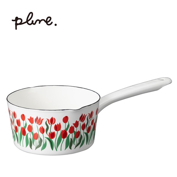 plune.(プルーン) ホーローミルクパン15cm「チューリップパレット」 ソースパン 離乳食 ガス火・IH対応