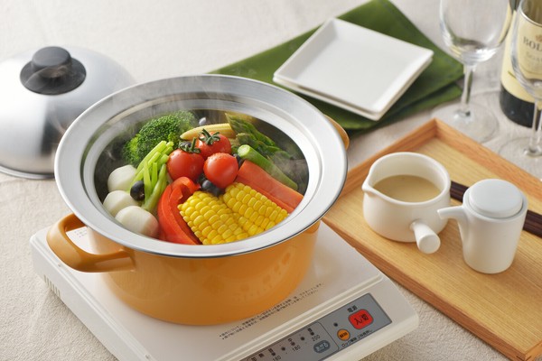 ヨシカワ 美味彩菜 お鍋にのせて使う蒸しプレート 18～20cm （フタ付） SJ2630 thumbnail 4