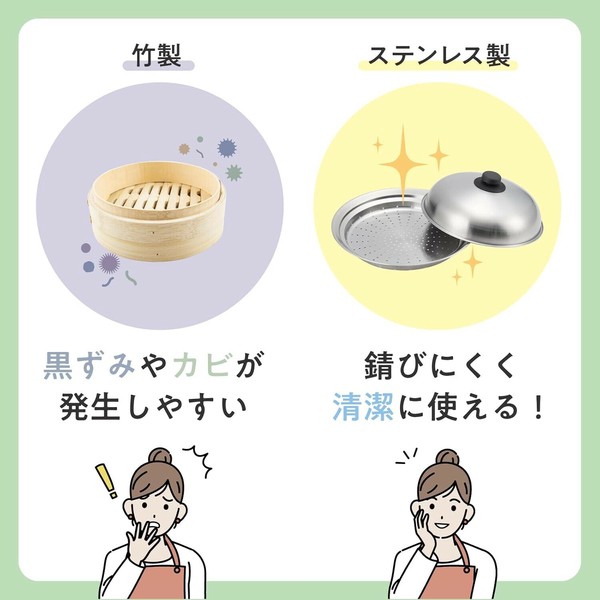 ヨシカワ（yoshikawa） 見える！ガラス蓋付き お鍋用蒸し器20-22cm YJ3626 thumbnail 8