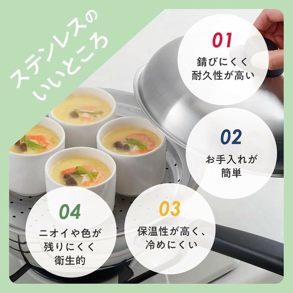 ヨシカワ（yoshikawa） 見える！ガラス蓋付き お鍋用蒸し器20-22cm YJ3626 thumbnail 9