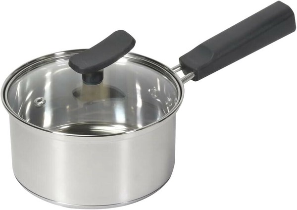 パール金属（PEARL LIFE） チーノ 片手鍋 14cm ガラス蓋付 IH対応 3層底 ステンレス製 HB-6570 thumbnail 2