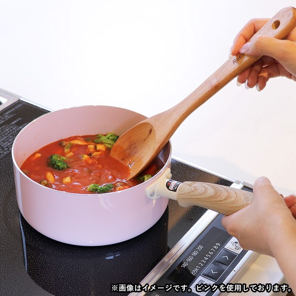 片手鍋 18cm ソースパン IH ガス火対応 ガラス蓋付 カスタード NQ-443 セラミック毎日ポット thumbnail 3