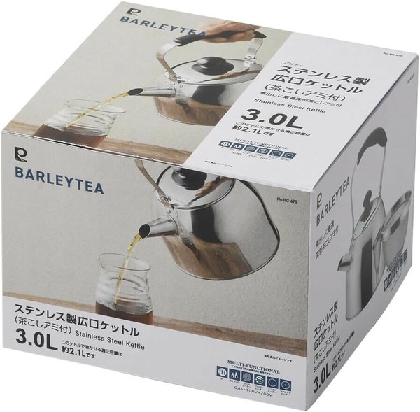 パール金属（PEARL LIFE） やかん ケトル 広口 ケットル 茶こしアミ付 3.0L ステンレス製 バリティ HC-675 thumbnail 4