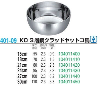 仔犬印（KOINU） 3層鋼クラッド ヤットコ鍋 24cm thumbnail 2