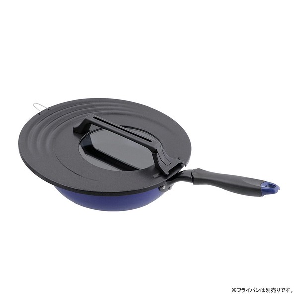 PLUS（プラス） LIV フライパン ガラス蓋 スタンド式 XL 26cm 28cm 30cm 32cm 兼用 ND-8324 ぱたっぴたっ XL/ブラック thumbnail 2