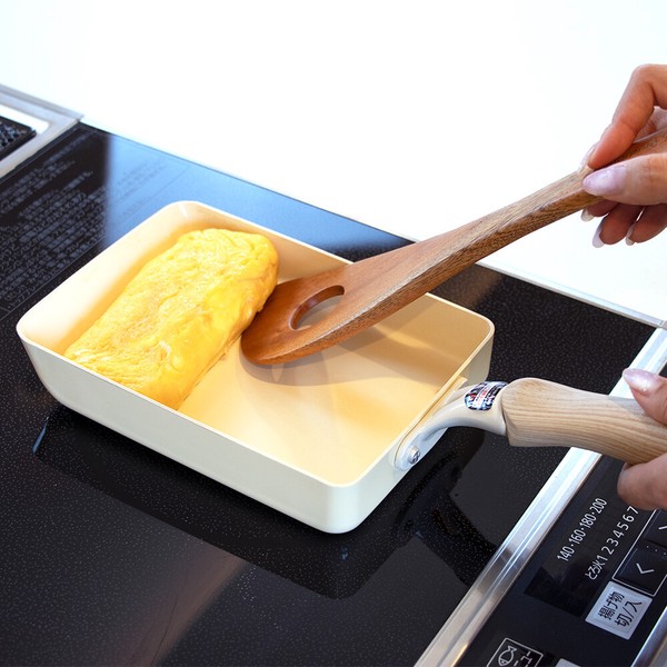 卵焼き器 13×18cm エッグパン IH ガス火対応 カスタード NQ-438 セラミック毎日パン thumbnail 3