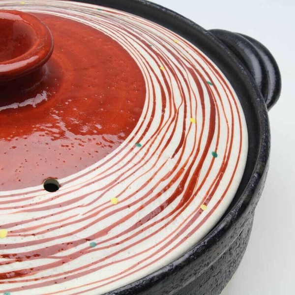 松本陶器（Matsumoto Toki） 家族団らん 工房「ゆずりは」 赤絵線紋 8号土鍋 thumbnail 6