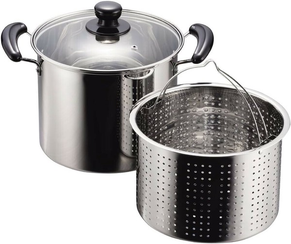 パール金属（PEARL LIFE） NEWだんらん パスタ鍋 22cm ガラス鍋蓋付 IH対応 ステンレス シルバー H-5876 thumbnail 2