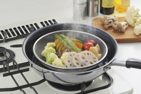 ヨシカワ（yoshikawa） 生活のかたち 脚付き衛生的！食卓にも出せるステンレス浅ザル 19cm 日本製 SJ3792 thumbnail 5