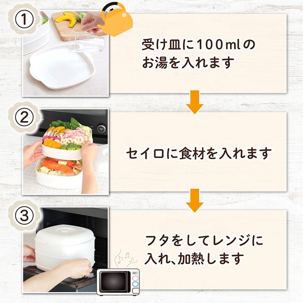 ふたしなセイロ BIG 電子レンジ調理器 2品同時調理 日本製 510-60 thumbnail 5
