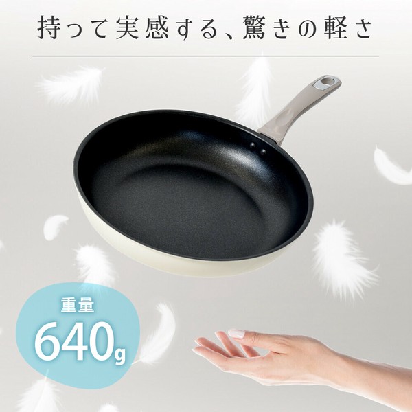 PARK LANE（パークレーン） すべすべ超軽量炒め鍋28cm IV アイボリー ガス火専用 PFOA thumbnail 2