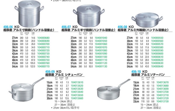 仔犬印（KOINU） アルミ シチューパン 超厚底 向かい取っ手付き 27cm thumbnail 3