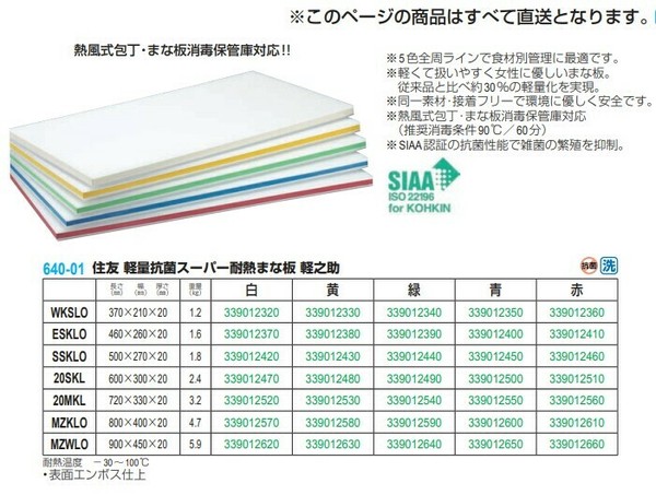 住ベテクノプラスチック（SUMIBE TECHNO PLASTICS） 軽量抗菌スーパー耐熱まな板 軽之助 ESKLO青 thumbnail 2